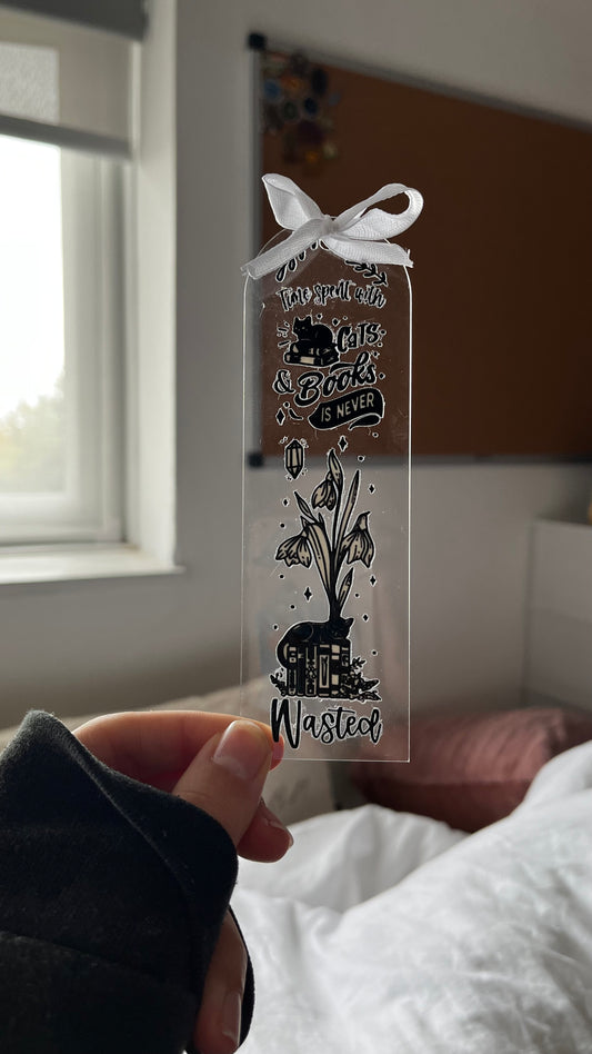 “time spent with cats&books is never wasted” bookmark